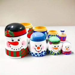 Wooden Nesting Dolls - Snowman Family