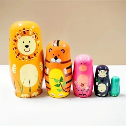 Wooden Nesting Dolls - Safari