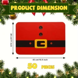 50pcs Red Santa Belt Paper Placemats for Christmas