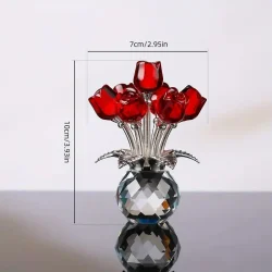 Beautiful Crystal Red Roses in Vase