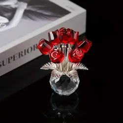 Beautiful Crystal Red Roses in Vase