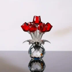 Beautiful Crystal Red Roses in Vase