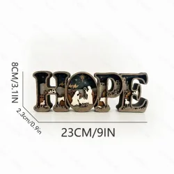 3D Carved Wood Scene "HOPE" Letter Decorative Sign