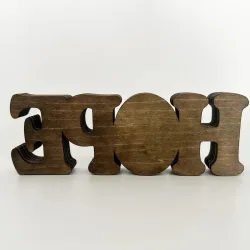 3D Carved Wood Scene "HOPE" Letter Decorative Sign