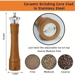 Salt and Pepper Grinder Set with Crown Lid