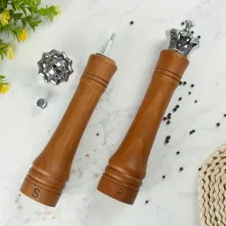 Salt and Pepper Grinder Set with Crown Lid