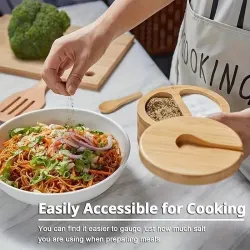 Bamboo Salt and Pepper Shaker Set with Spoon