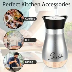 2pcs Glass Bottom Salt and Pepper Shakers with Steel Lids