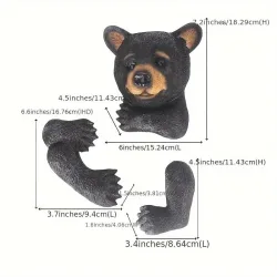 Black Art Deco Bear Tree Hugger Sculpture for Garden