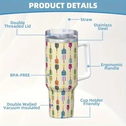Pickleball Extra Large Insulated Stainless Steel Tumbler - 40oz