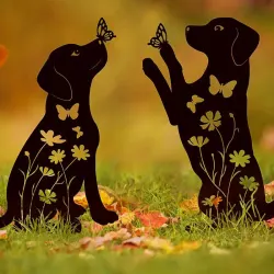 Black Metal Dog Silhouette Garden Decoration