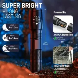 2-Pack Ultra-Bright LED Flashlights - Zoomable, Portable