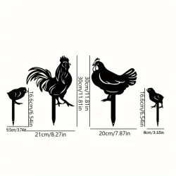 Charming Chicken Silhouette Garden Stake Set