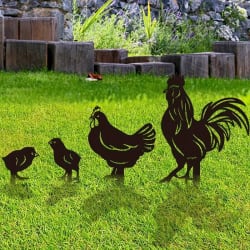 Charming Chicken Silhouette Garden Stake Set