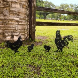 Charming Chicken Silhouette Garden Stake Set