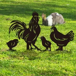 Charming Chicken Silhouette Garden Stake Set