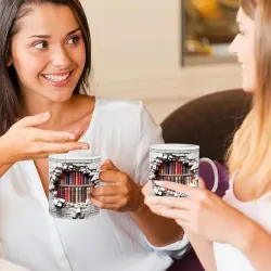 3D Bookshelves Hole In A Wall Mug, Library Bookshelf Mug