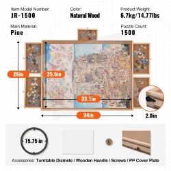 1500 Piece Puzzle Board with 6 Drawers and Cover