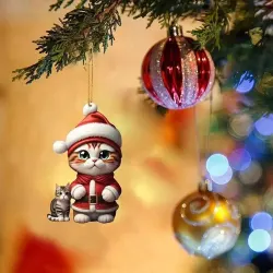 8-Pack Whimsical Cartoon Cat Christmas Ornaments