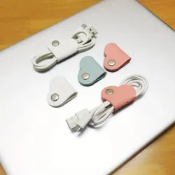 8pcs Heart-Shaped Faux Leather Cable Organizers