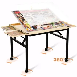 Rolling Puzzle Table with Drawers - 1500 Piece Jigsaw Puzzle Board with Cover 35”x27”