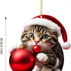 10Pcs Acrylic Cat Ornaments Set