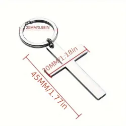 Stainless Steel Cross Keychain with Scripture