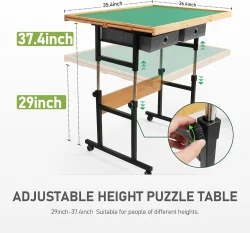 Puzzle Table with Wheels, for 1500 Pieces with Drawers and Cover