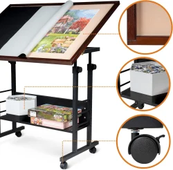 1500 Piece Tilting Puzzle Table with Cover Mat, Puzzle Board with 5 Tilt Angle & Height Adjustment