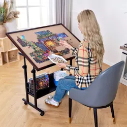 1500 Piece Tilting Puzzle Table with Cover Mat, Puzzle Board with 5 Tilt Angle & Height Adjustment