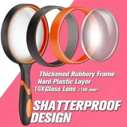 Large Magnifying Glass 10X Handheld Reading Magnifier for Seniors & Kids