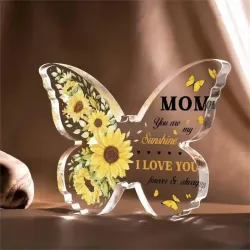 Beautiful Butterfly Shaped Sunflower Acrylic Plaque