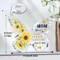 Beautiful Butterfly Shaped Sunflower Acrylic Plaque