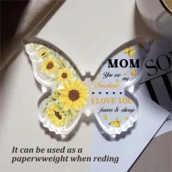 Beautiful Butterfly Shaped Sunflower Acrylic Plaque