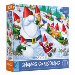 Gnomes Go Sledding Fantasy Jigsaw Puzzle