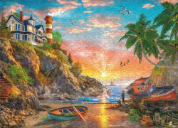 Ocean Fishing At Sunrise Landscape