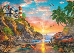 Ocean Fishing At Sunrise Landscape