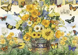 Honey Bee Floral Flower & Garden