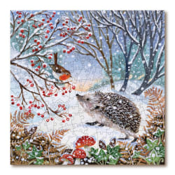Snowy Hedgehog & Robin Forest Animal
