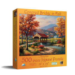 Covered Bridge in Fall Countryside
