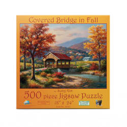 Covered Bridge in Fall Countryside