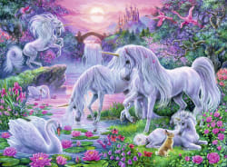 Unicorns in the Sunset Glow Castle
