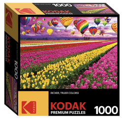 Sunset Balloons Over Tulip Field Flower & Garden