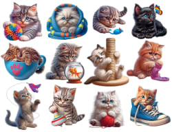 Multi Shaped Puzzles - Playful Kittens Cats