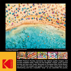 Aerial View of Sandy Beach with Colorful Umbrellas People