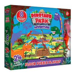 Floor Puzzle 24Pc With 8 Figures-Dinosaur Park Adventure Dinosaurs