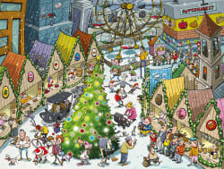 Djigsaw Vu at the Christmas Market 2 x 1000 Jigsaw Puzzles Christmas
