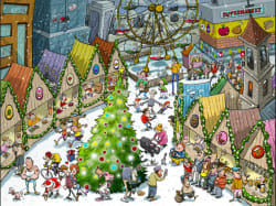 Djigsaw Vu at the Christmas Market 2 x 1000 Jigsaw Puzzles Christmas