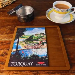 Vintage Poster - Torquay - Mini Quarter Tin Travel