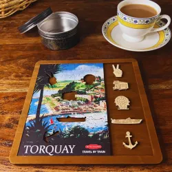 Vintage Poster - Torquay - Mini Quarter Tin Travel